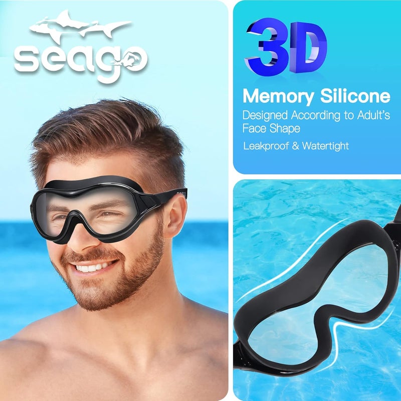 Seago Swim Goggles No Leaking Anti-Fog Pool Goggles Swimming Goggles for Adult Men Women Youth, UV Protection 180° Clear Vision - Image 3